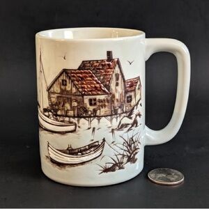 Otagiri Japan Boat Dock Pier Seagull Seaside Coastal Bird Ocean Fisherman Mug